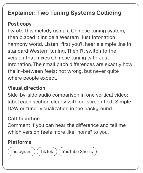 LaunchMuse content card showing storytelling and visual direction